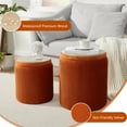 thumbnail image 5 of Round  with Storage Set of 2,Vanity Stool with Storage for Bedroom, Ottoman Coffee Table,Small Velvet Foot Stool for Living Room, Orange, 5 of 14