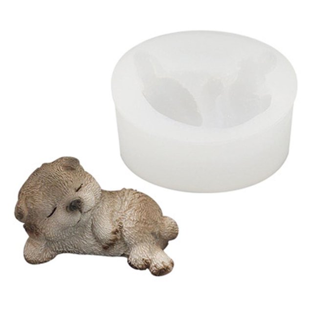 Molde de silicona para perro 3d, molde de yeso para jabón de arcilla, herramienta de decoración de fondant para pastel de bricolaje y postre de chocolate, F1103XG, azul Feliz Sencillez
