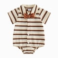 thumbnail image 3 of Baby Onesies Baby Boy Clothes Baby Boy Clothes Turndown Collar Striped Long/Short Sleeve Romper Button Up Jumpsuit Shirt Bodysuit, 3 of 5