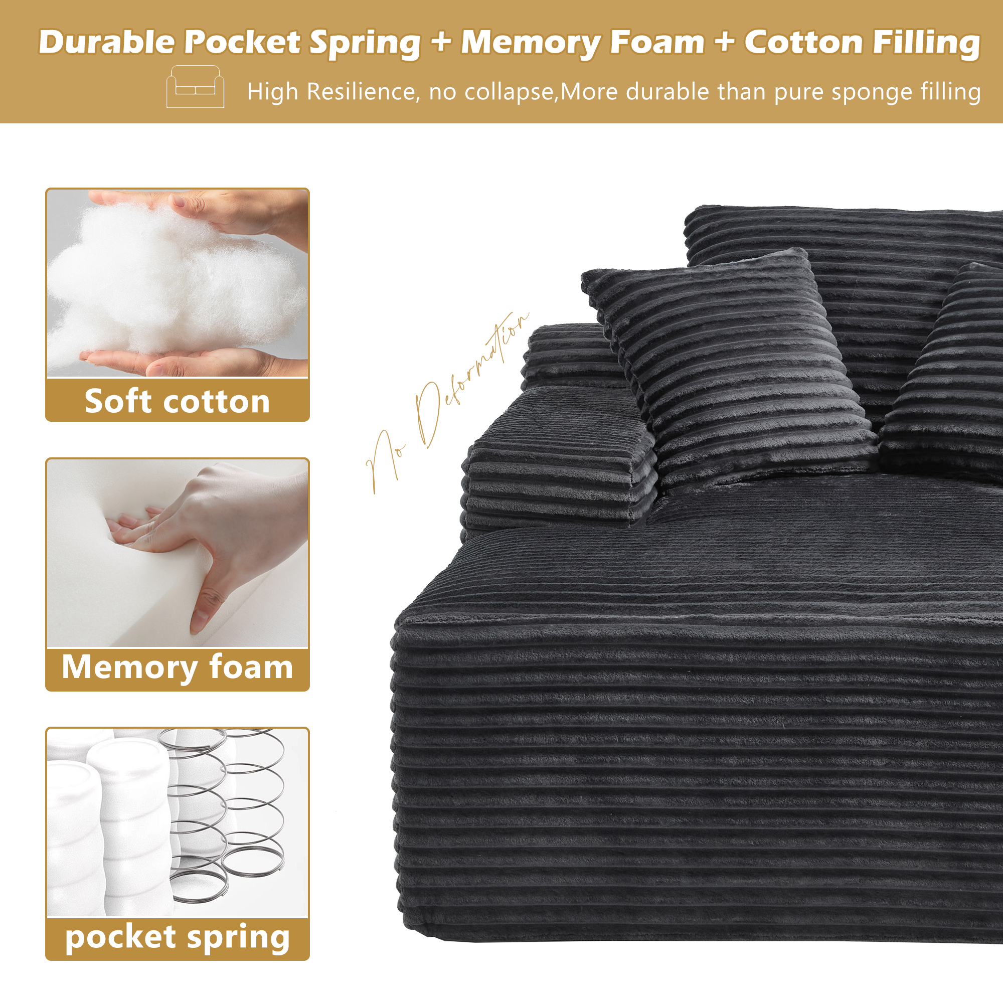 Leumius 67'' Oversized Chaise Lounge Chair Indoor,Cloud Plush Velvet Upholstered Deep Seat Sofa Bed with Back Cushion & Pillows,Cozy Sleeper Sofa Couch for Living Room, No Assembly Required,Dark Gray