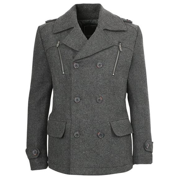 Ma Croix Mens C Search Wool Blend Double Breasted Pea Coat Winter Jacket