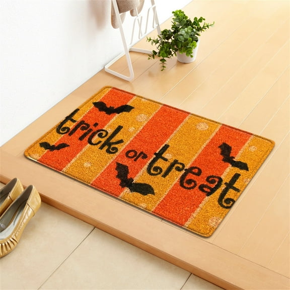 SDJMa Happy Halloween Doormat Rug Boo Bats Witch Devil Entryway Mats for Inside/Front Door/Living Room/Bathtub/Kitchen 16 x 24 inch Bathroom Non Slip Door Mat Halloween Decor