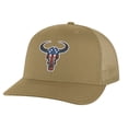 thumbnail image 6 of American Flag Bull Hat - Embroidered Bull Head Design - Western Patriotic Trucker Snapback (Olive), 6 of 9