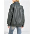 thumbnail image 5 of Women Faux Leather Jackets Bomber Casual PU Zip Motor Biker Coat, 5 of 6