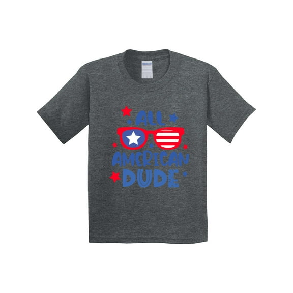 Inktastic 4th of July All American Dude with Red and Blue Glasses Youth T-Shirt