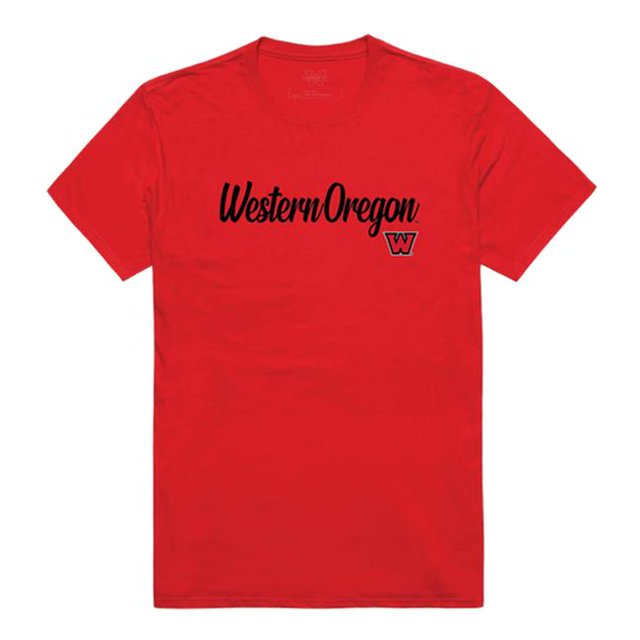 W Republic Products 554-406-RED-03 Western Oregon T-Shirt Script Université, Rouge - Grand