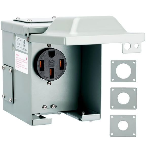 RVGUARD 50 Amp 125/250 Volt RV/EV Power Outlet Box, Enclosed Lockable Weatherproof Outdoor Electrical NEMA 14-50R Receptacle Panel, ETL Listed