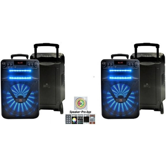 2 Mr Dj ART Bluetooth Speaker <BR/>12" Portable Speaker with Bluetooth/Rechargeable Battery and App Control