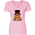 thumbnail image 3 of Inktastic Groundhog Day with Groundhog in Top Hat Women's V-Neck T-Shirt, 3 of 5