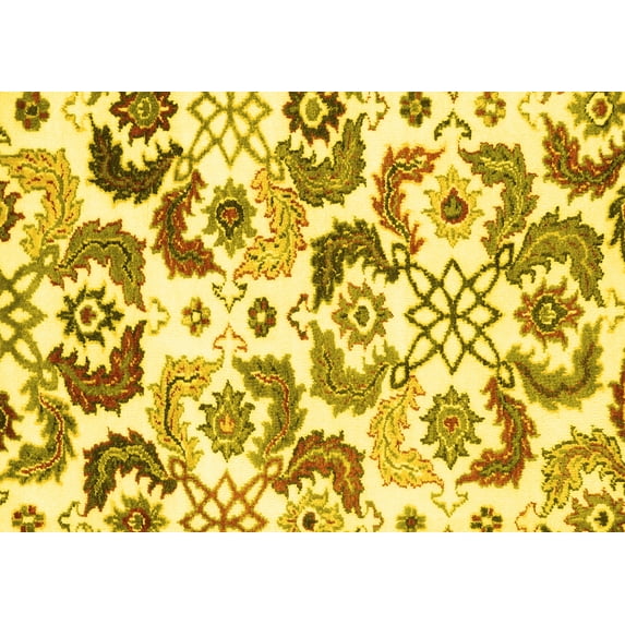 Ahgly Company Indoor Rectangle Abstract Yellow Contemporary Area Rugs, 5' x 8'