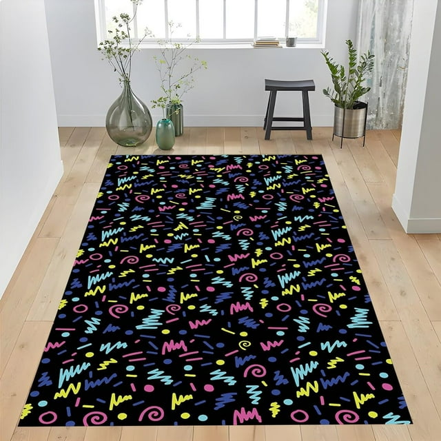 Custom Arcade Decor Rug - 80s Abstract Design, Perfect for Living Room or Gaming Area (39'x63')=100x160cm