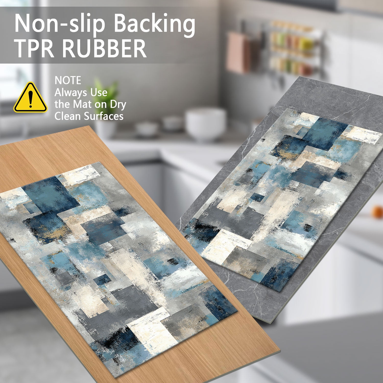 3 Piece Kitchen Rug Set, Non-Slip And Washable, Abstract Pattern Kitchen Hallway Rug, Soft And Comfortable, Suitable For Sinks, Floors, Entrances, Hallways and Bathrooms