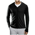 thumbnail image 2 of DDAPJ pyju Men's UPF 50+ Light Jacket Full Zip Sun Protection Hoodie Thumb Holes Long Sleeve Sun Shirts for Men Hiking Fishing with Zip Pockets Black XXL, 2 of 7