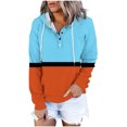 thumbnail image 3 of Vedolay Women 2023 T Shirts Fashion Womens Hoodies Half Zip Long Sleeve Oversizd Crop Pullover Sweatshirts with Pockets,Red L, 3 of 4