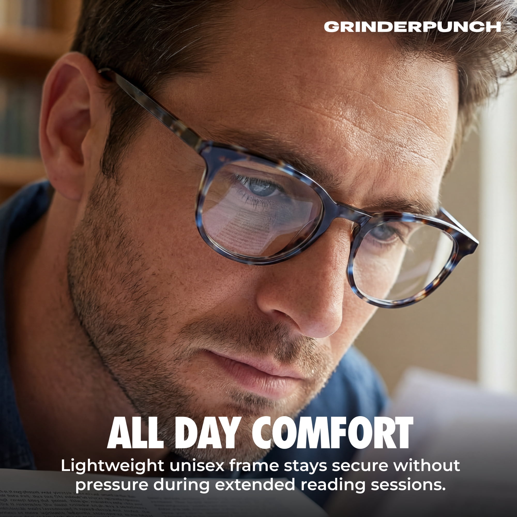 Grinderpunch Reading Glasses for Women and Men Blue Light Blocking Readers Stylish Readers with Spring Loaded Hinges - 2 Pack Tide, 1.00