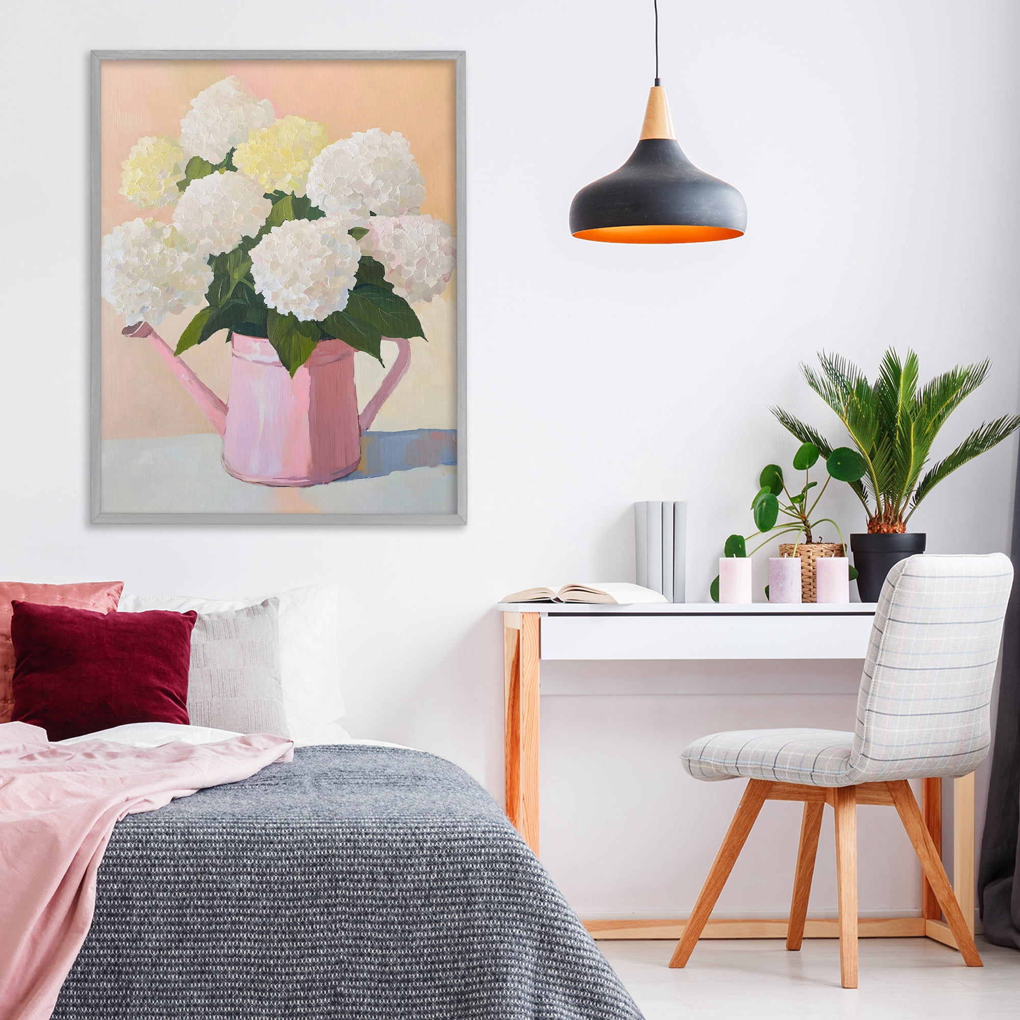 Stupell Industries Hydrangeas in Watering Can Gray Framed Giclee Art, design by The Prints Vibe