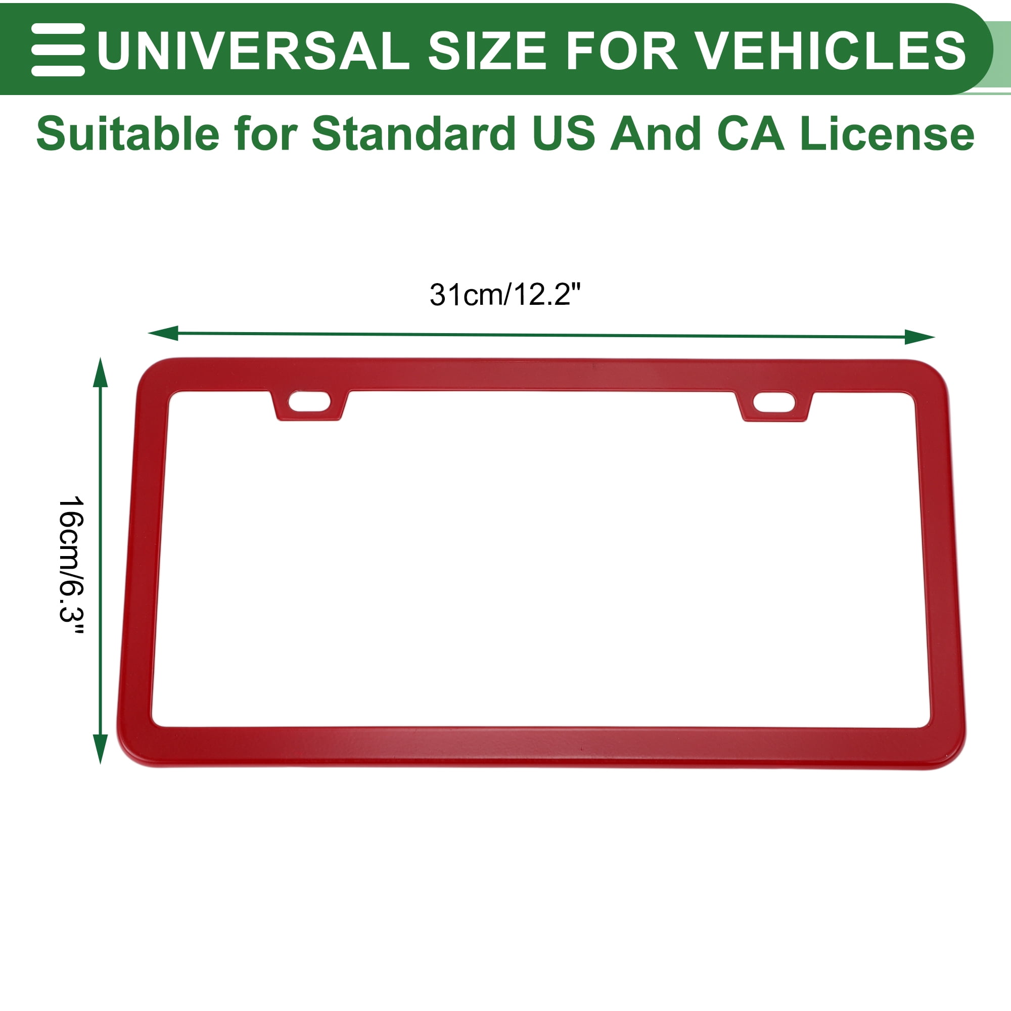 Unique Bargains 1Set Stainless Car License Plate Holder With Screws 2 Hole Red