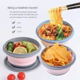 thumbnail image 2 of Foldable Bowl Portable Outdoor Travel Retractable Japanese Picnic Cutlery 3-piece Foldable Compression Baby Lunch Box Green-4pcs, 2 of 6