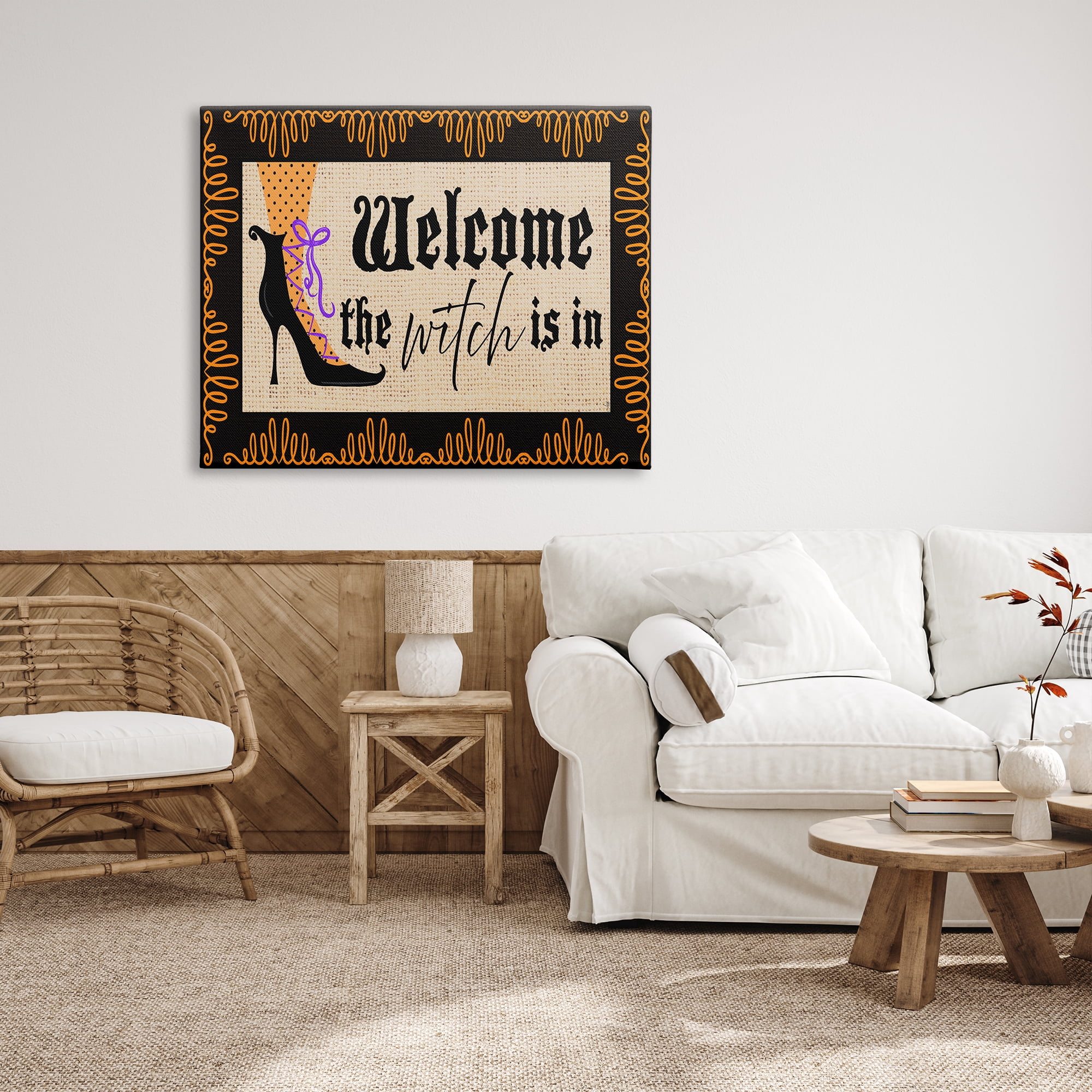 Stupell Indtries The Witch Is In Sign Spooky Halloween Welcome,48 x 36,Design by Andi Metz