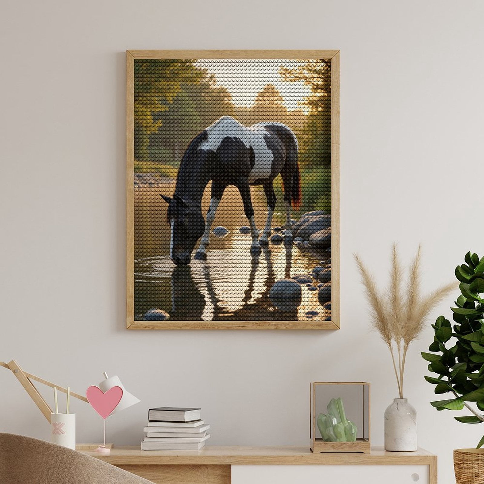 Diamond Art Kits for Adults, Graceful Horse Creek Reflection 5D Diamond Painting Kits for Adults Beginners, DIY Full Drill Diamond Painting, Gem Art and Crafts 12x16