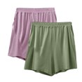 thumbnail image 2 of Tranfacy Shorts de Course pour Femmes, Shorts de Gym pour Femmes, 2 Pcs Shorts d'Été Élastiques Taille Fine Style Décontracté Pyjamas Amples Pantalons de Maison, 2 of 3