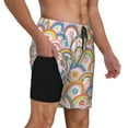 thumbnail image 2 of Lsque Rainbow Flowers Pattern Mens Swim Trunks- Bathing Suit Compression Liner - Beach Swim Shorts Swimwear - (S-3XL) - Stretch Quick Dry-X-Large, 2 of 6