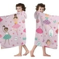 thumbnail image 4 of Pink Ballerina Princess Pattern Hooded Bath Towel，60"x35" for Ages 3 To 12 Kids, Quick Dry Lightweight Soft Microfiber Hood Beach Towel Cover Up for Kids, 4 of 7