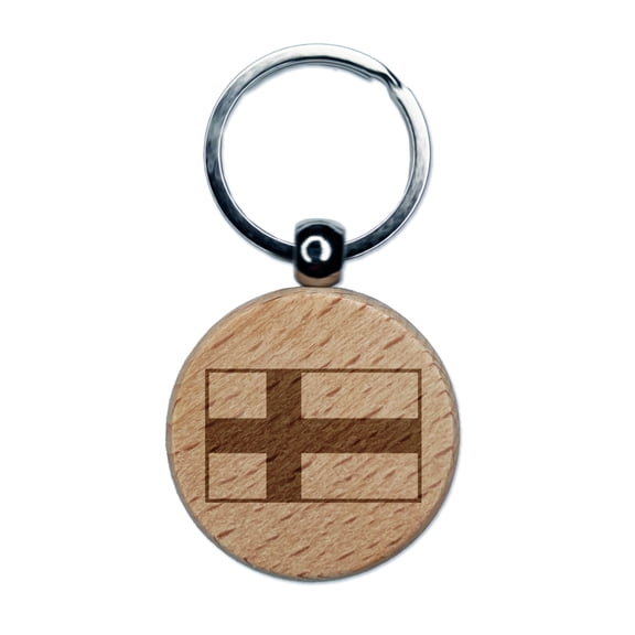 Finland Flag Round Keychain Charm Tag - Engraved Wood