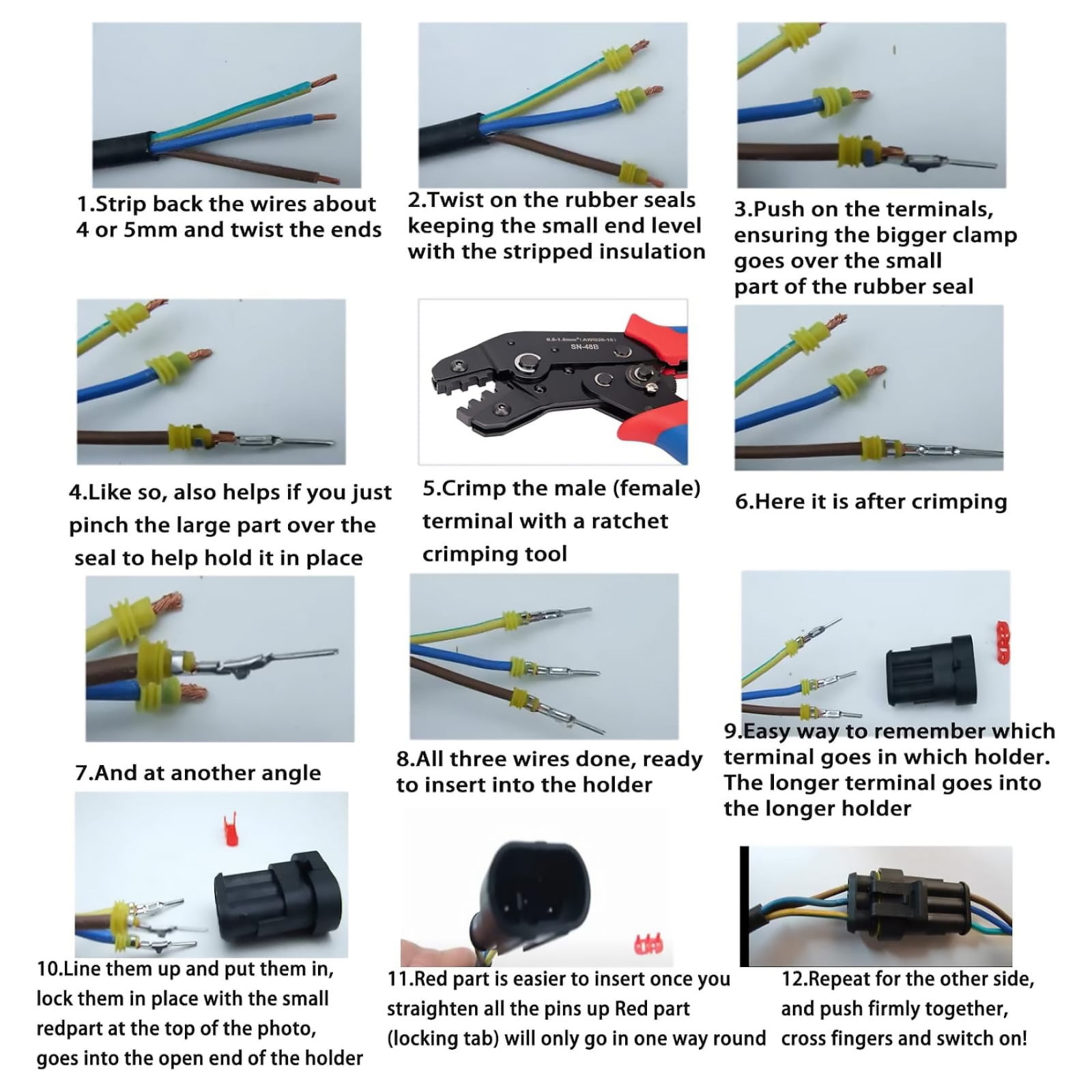 CSYANXING Waterproof Electrical Wire Connector Automotive Kit 708 Pcs 1-6 Pin 22-16 AWG Plugs Terminals Seals and Crimp Tool Set