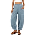 thumbnail image 2 of TAGOLD Womens Summer Full Length Pants Loose Jogger Style Wide Leg Elastic Waist Pocket Pants, 2 of 4