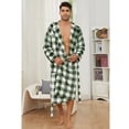 thumbnail image 4 of U2SKIIN Mens Robe with Hood, Fleece Bathrobe Plush Robes for Men（Buffalo Plaid-Green，XX-3X-Large）, 4 of 5