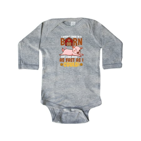 

Inktastic Farmer Gift Born in a Barn Gift Baby Boy or Baby Girl Long Sleeve Bodysuit