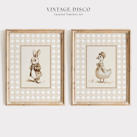 Luvia Storybook Nursery Set Of 2 Sketch Prints, Neutral Woodland Animal Baby Room Decor, Gender Neutral Nursery Decor, Vintage Cottagecore Nursery, Modern Wall Decor Set 2 Prints 8x12 UNFRAMED