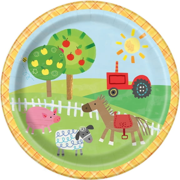 Barnyard Farm Party Paper Dessert Plates, 7 in, 8ct