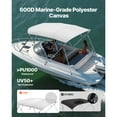 thumbnail image 6 of KFFKFF 4 Bow Marine Bimini Tops, 600D Polyester Shelter with Aluminum Alloy Structure, Water-Resistant & Sun Protective Boat Canopy with Storage Pouch, 2 Support Rods, 4 Bands, 8'Lx(91"-96")Wx54"H, 6 of 9