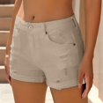 thumbnail image 4 of IDALL Womens Jean Shorts Jean Shorts Shorts for Women Flanging Fashion Manual Shorts Trendy Pants Wear Women's Cowboy Hole Pants Womens Jean Shorts Khaki XL, 4 of 9