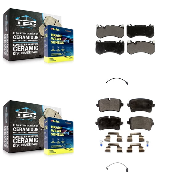 TEC Front Rear Ceramic Disc Brake Pads and Wear Sensors Kit for Car Audi RS7 with Cast Iron KTW-100412