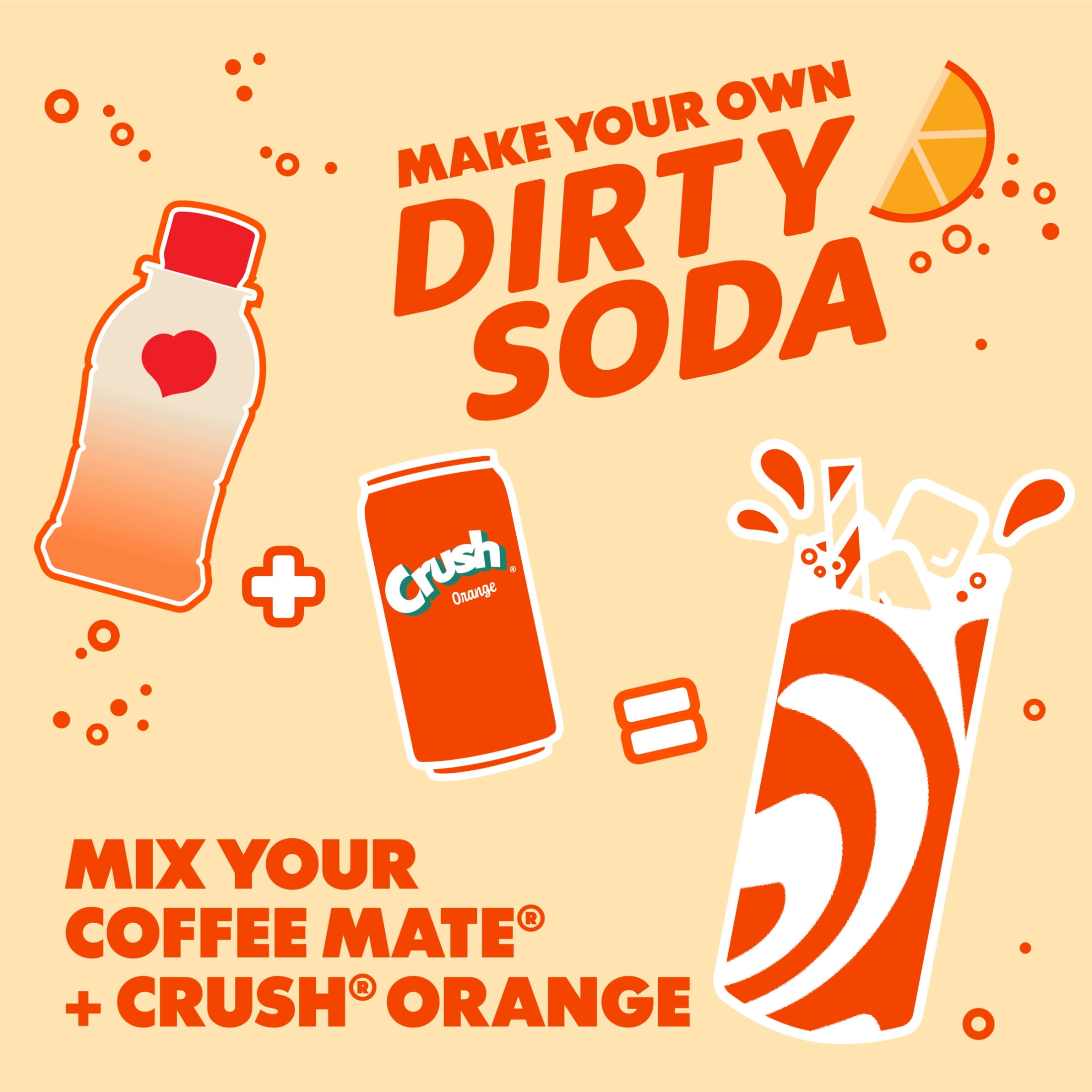 Coffee mate Dirty Soda Creamer, Orange Crème Pop Flavored Liquid Creamer, Mix with Crush Orange 8 fl oz