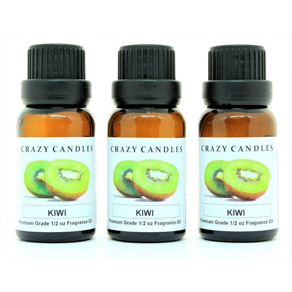 Crazy Candles Kiwi (Made in USA) 3 Bottles 1/2 FL Oz Each (15ml) Premium Grade Scented Fragrance Oil