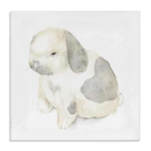 Stupell Industries Eclectic Adorable Baby Bunny Soft Grey Beige Illustration Canvas Art, 17 x 17, by Lil' Rue