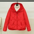 thumbnail image 2 of VNKIDY Women Parkas Winter Warm Fashion Solid Color Lightweight Cotton Padded Coats Long Sleeve Hooded Zipper Hooded Jacket For Cold Weather Versatile Outerwear, 2 of 3