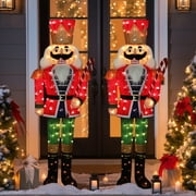 VEIKOUS 5ft Christmas 3D Nutcracker Soldier Decoration, Indoor & Outdoor Decoration W/ Ground Stakes and Candy Cane for Holiday