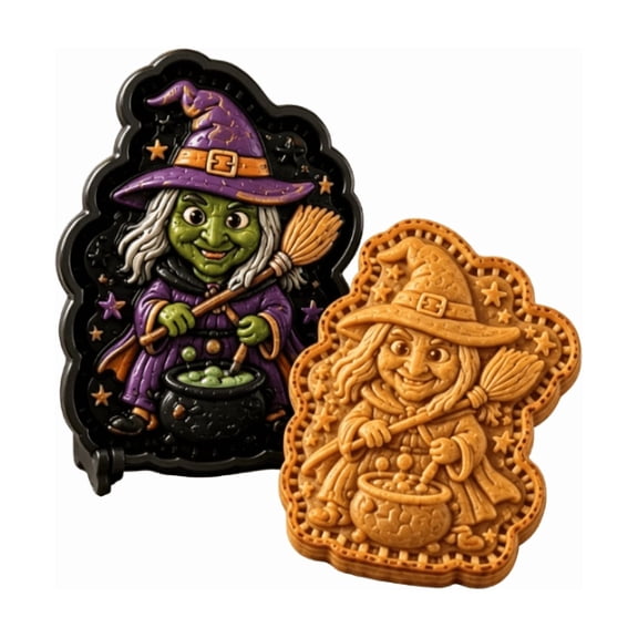 Halloween Mini Pie Mold Collection,Spooky Designs, Deep Embossed Pie Press, Easy Release Baking Tool for Fall Parties & Autumn Treats Witch
