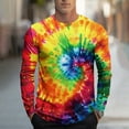 thumbnail image 2 of Tie Dye T-Shirts Mens Colorful Graphic Tee Shirt Long Sleeve Crew Neck Basic Tees for Men Spring Fall Tops (XL, Tie-dye C), 2 of 5