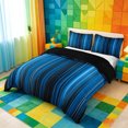 thumbnail image 2 of meiyoeat gradient Lines Texture Bedding,Neon Blue Black Duvet Cover Full,Reversible,3 Pieces,1 Duvet Cover and 2 Pillowcases, 2 of 6