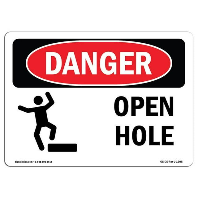 SignMission OS-DS-A-1824-L-1506 Signe de Danger d'Osha de 18 x 24 Po - Trou Ouvert