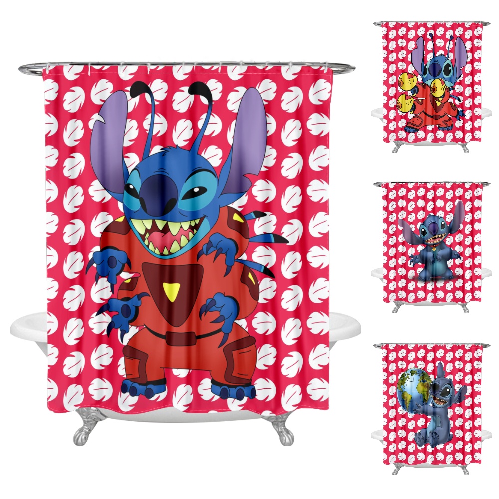 Lilo & Stitch Shower Curtain, Waterproof Fabric Christmas Shower