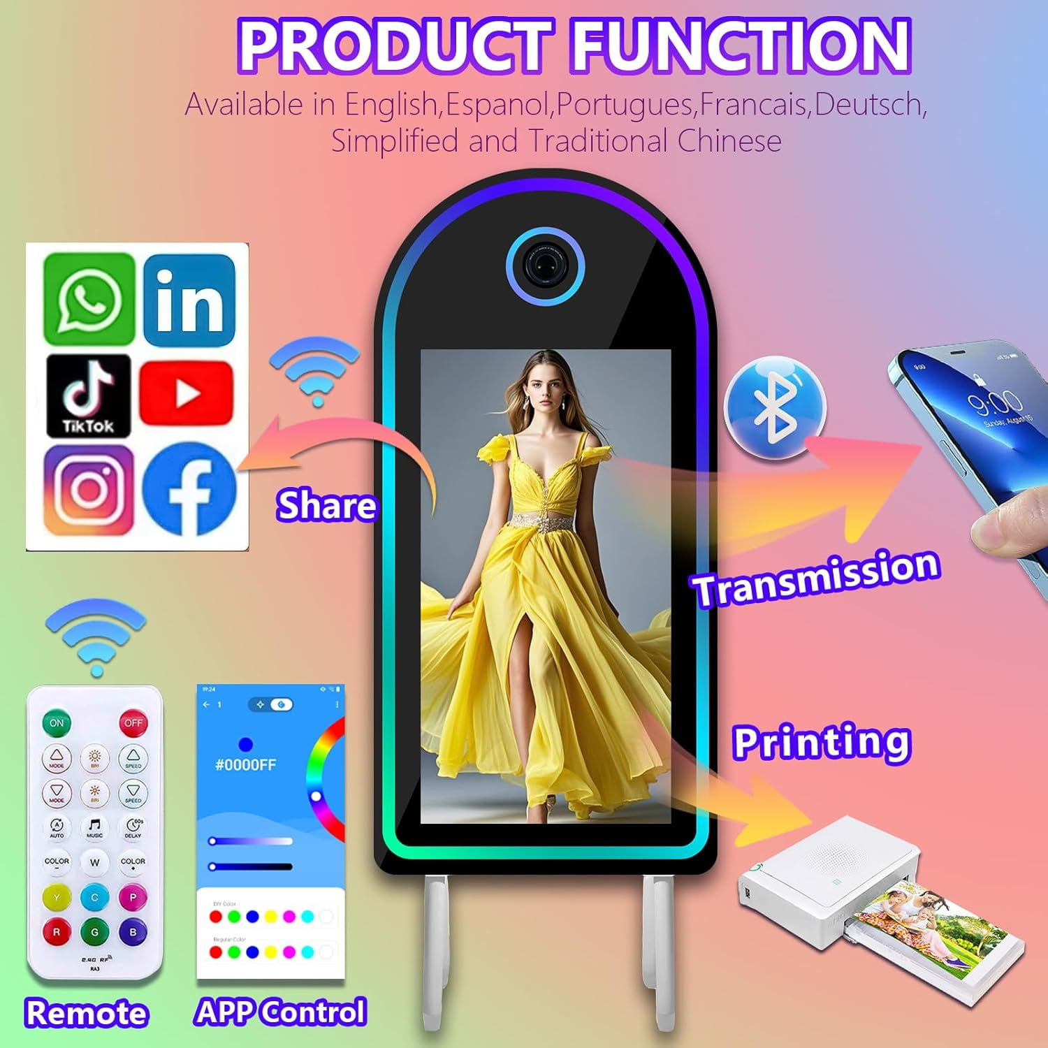 LivFiv Portable Magic Mirror Selfie Photo Booth 32 inch Touch Screen for Party Events Wedding