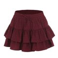 thumbnail image 2 of Skirts for Women Summer Elastic Waist Drawstring Tiered Skirt Casual Loose Ruffles Lounge Daily Skirt, 2 of 9