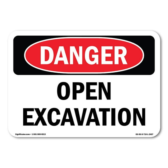 OSHA Danger Sign - Open Excavation | Decal | Protect Your Business, Construction Site, Warehouse & Shop Area |  Made in The USA